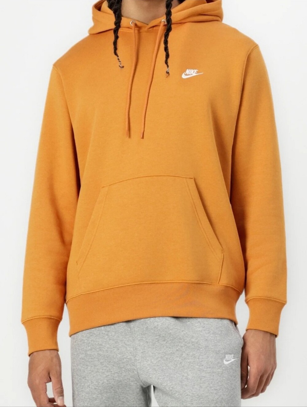Nike Sportswear Club Fleece Hoodie Mens  Logo Orange Gold Sweatshirt